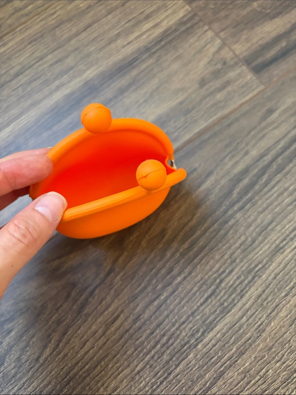 Bright Orange Silicone Coin Purse with Clasp Closure